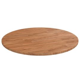 Round Table Top Light Brown Ã˜80x1.5 cm Treated Solid Wood Oak