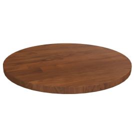 Round Table Top Dark Brown Ã˜30x1.5 cm Treated Solid Wood Oak