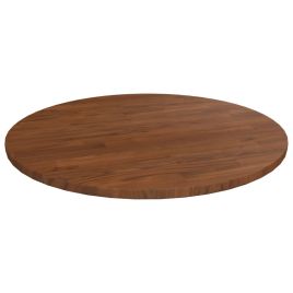Round Table Top Dark Brown Ã˜50x1.5 cm Treated Solid Wood Oak