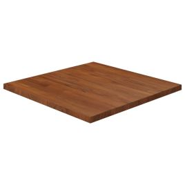 Square Table Top Dark Brown 60x60x2.5cm Treated Solid Wood Oak