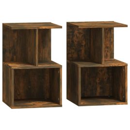 Bedside Cabinets 2 pcs Smoked Oak 35x35x55cm Engineered Wood