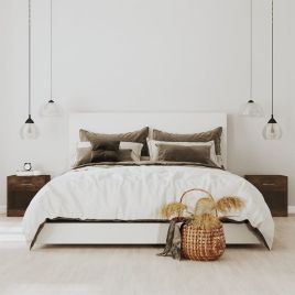 Bedside Cabinets 2 Pieces with Drawer Smoked Oak