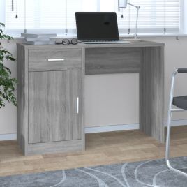 Desk with Drawer&Cabinet Grey Sonoma 100x40x73 cm Engineered Wood