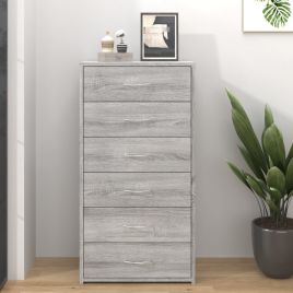 YARBY Grey Chest of Drawers - Tallboy, Medium-sized, 6 Drawers