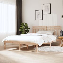 Bed Frame 135x190 cm Double Solid Wood