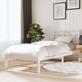 Bed Frame White Solid Wood Pine 100x200 cm