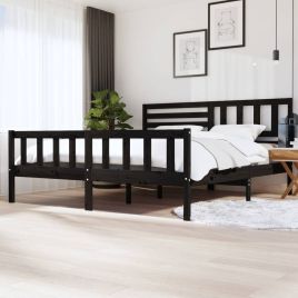 Bed Frame Black Solid Wood 200x200 cm