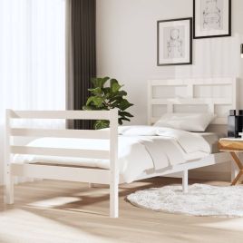 Bed Frame White 90x190 cm Single Solid Wood