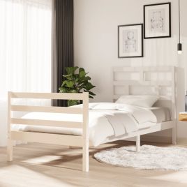 Bed Frame White Solid Wood Pine 90x200 cm