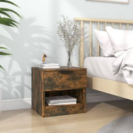 Bedside Cabinet Smoked Oak Engineered Wood - Chen
