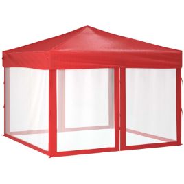 Folding Party Tent with Sidewalls Red 3x3 m