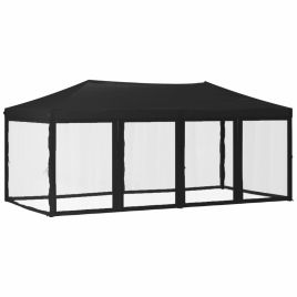 Folding Party Tent with Sidewalls Black 3x6 m