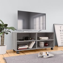 TV Cabinet with Castors Grey Sonoma 90x35x35cm Engineered Wood