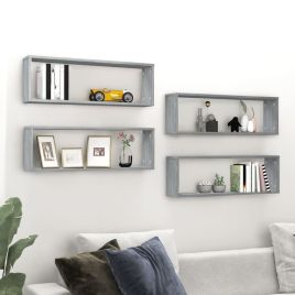 Wall Cube Shelves 4 pcs Grey Sonoma 80x15x26.5 cm Engineered Wood