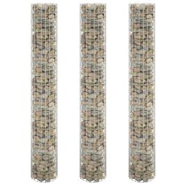 Circular Gabion Raised Beds 3 pcs Galvanised Steel Ã˜30x200 cm