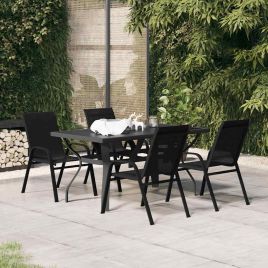 5 Piece Garden Dining Set Black