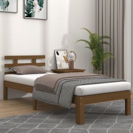 Bed Frame Honey Brown Solid Wood 100x200 cm
