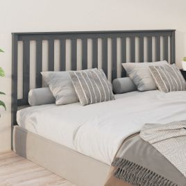 Bed Headboard Grey 206x6x101 cm Solid Wood Pine