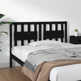 Bed Headboard Black 125.5x4x100 cm Solid Wood Pine