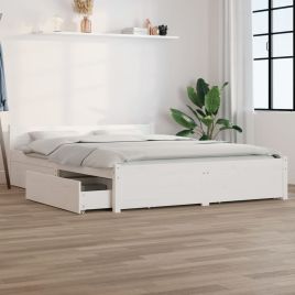 Bed Frame with Drawers White 120x200 cm