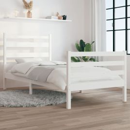 Bed Frame Solid Wood Pine 100x200 cm White