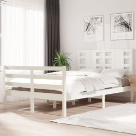Bed Frame White Solid Wood Pine 120x200 cm