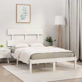 Bed Frame White Solid Wood 160x200 cm