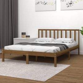 Bed Frame Honey Brown Solid Wood Pine 200x200 cm