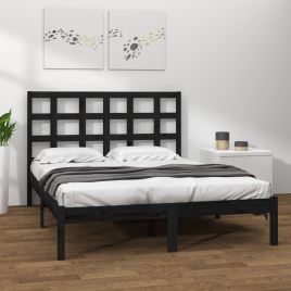 Bed Frame Black Solid Wood 200x200 cm