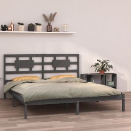 Bed Frame Grey Solid Wood 200x200 cm