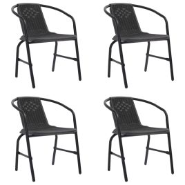 Garden Chairs 4 pcs Plastic Rattan and Steel 110 kg