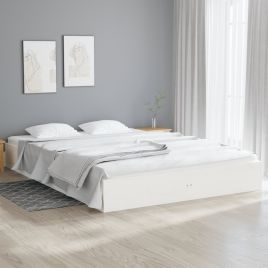 Bed Frame White Solid Wood 150x200 cm King Size