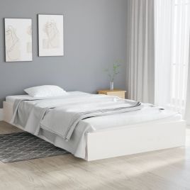 Bed Frame White Solid Wood 100x200 cm