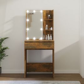 Dressing Table with LED Smoked Oak 60x40x140cm