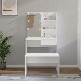 Dressing Table Set with LED White Engineered Wood - Chen