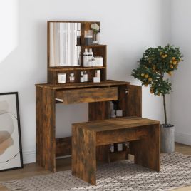 Dressing Table Set Smoked Oak 86.5x35x136cm