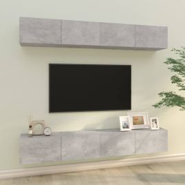 Wall TV Cabinets 4 pcs Concrete Grey 100x30x30 cm