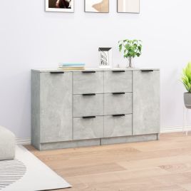 Sideboards 2 pcs Concrete Grey 60x30x70 cm Engineered Wood