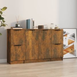 Sideboards 3 pcs Smoked Oak Engineered Wood