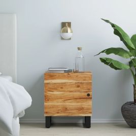 Bedside Table - SHARON Ada Nightstand Natural Finish with Black frame 40cm