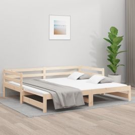 Pull-out Day Bed 2x(90x190) cm Solid Wood Pine