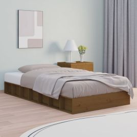 Bed Frame Honey Brown 75x190 cm Small Single Solid Wood