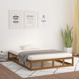 Bed Frame Honey Brown 150x200 cm King Size Solid Wood