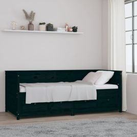Day Bed Black 90x200 cm Solid Wood Pine
