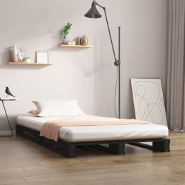 Pallet Bed Black 75x190 cm Small Single Solid Wood Pine
