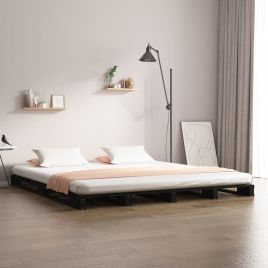 Pallet Bed Black 140x190 cm Solid Wood Pine