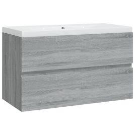 Sink Cabinet with Built-in Basin Grey Sonoma Engineered Wood