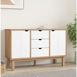 Sideboard OTTA Brown and White 113.5x43x73 cm Solid Wood Pine