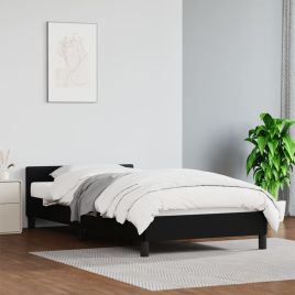 Bed Frame with Headboard Black 90x190cm Single Faux Leather