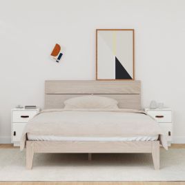 Bedside Cabinets 2 pcs White 40x34x55cm Solid Wood Pine - Blais